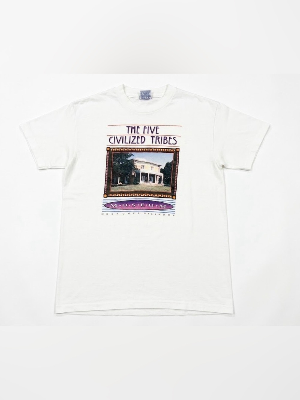 Vintage Five Civilized Tribes Museum Shirt Medium White Hanes Beefy-T USA Made